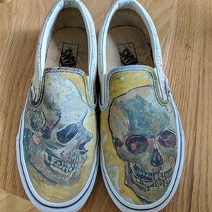Van Gogh skull slip ons